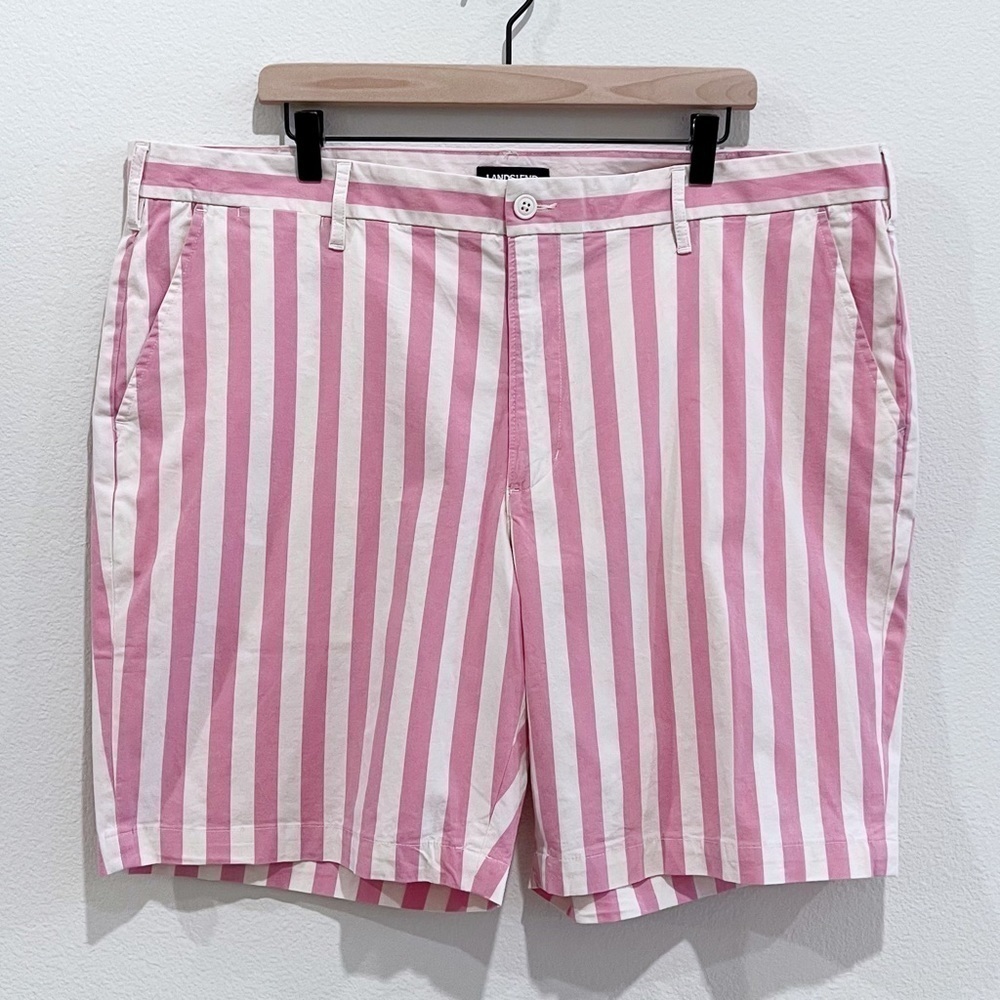 LANDS' End Pink Striped Classic Fit Stretch Knockabout Chino Shorts Size 42